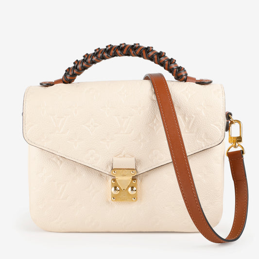 Pochette Metis Braided Handle, Cream Empreinte