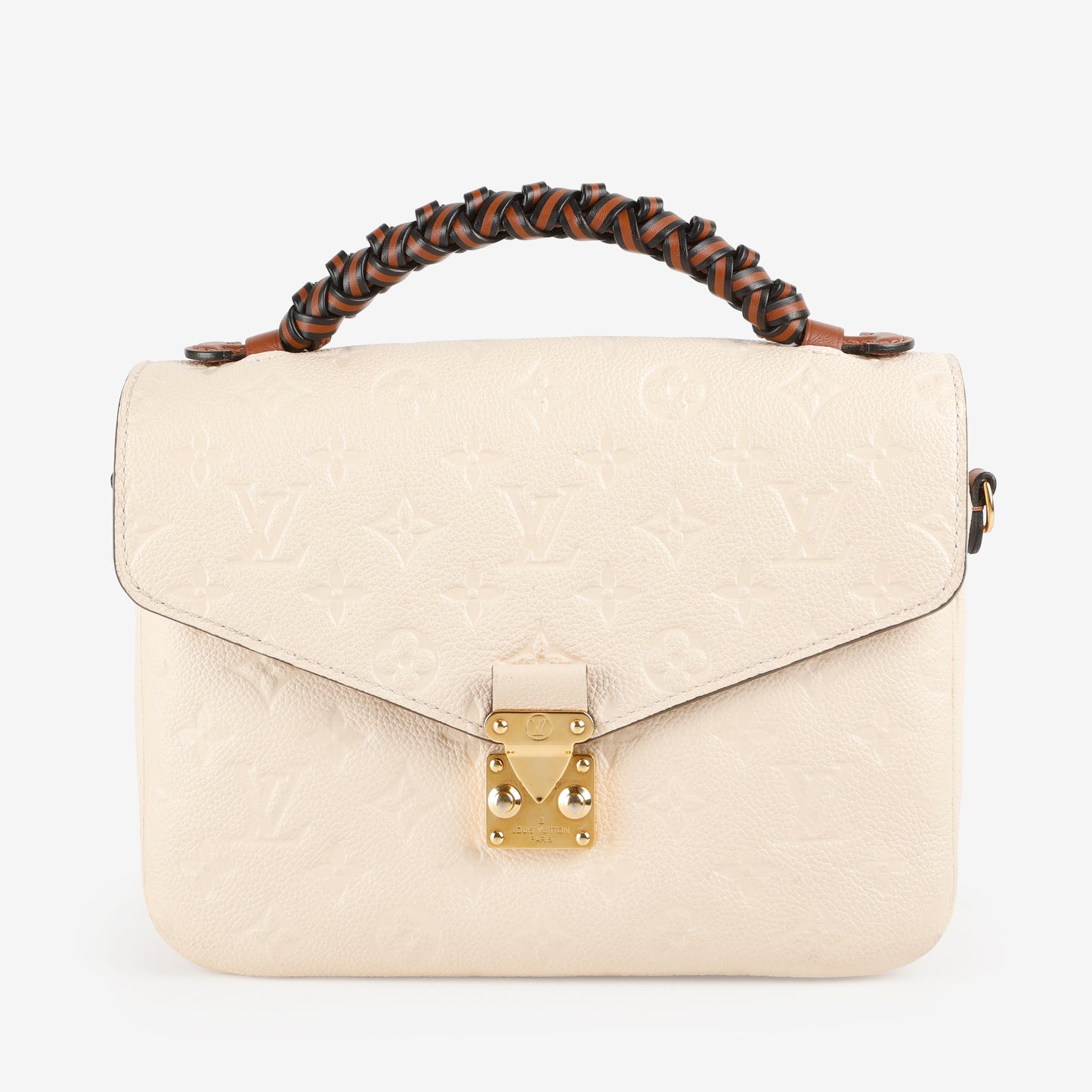 Pochette Metis Braided Handle, Cream Empreinte