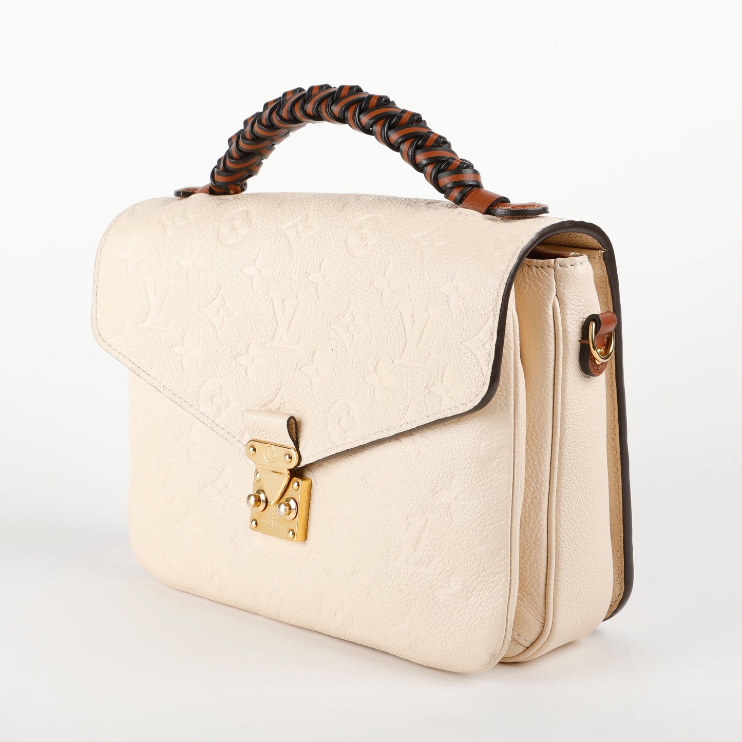 Pochette Metis Braided Handle, Cream Empreinte