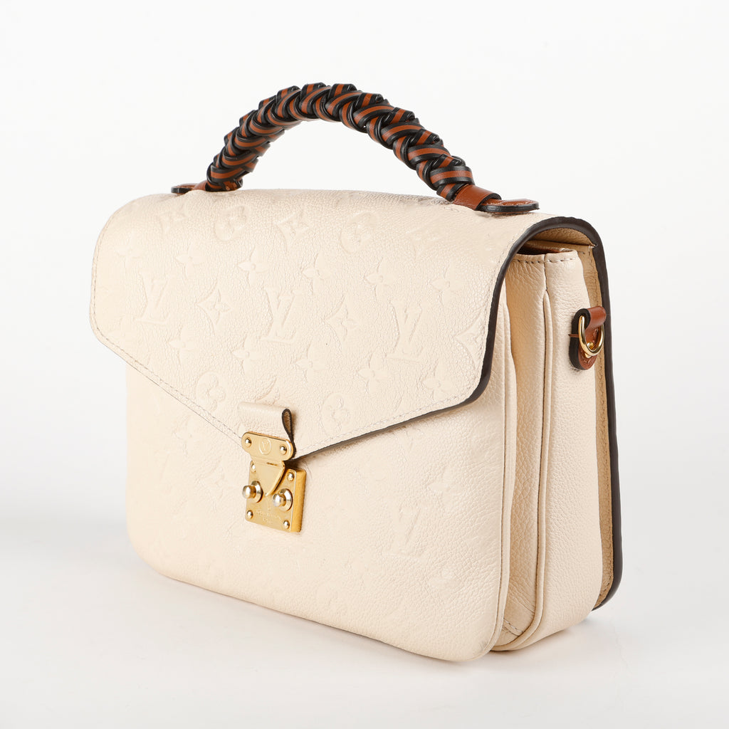 Pochette Metis Braided Handle, Cream Empreinte