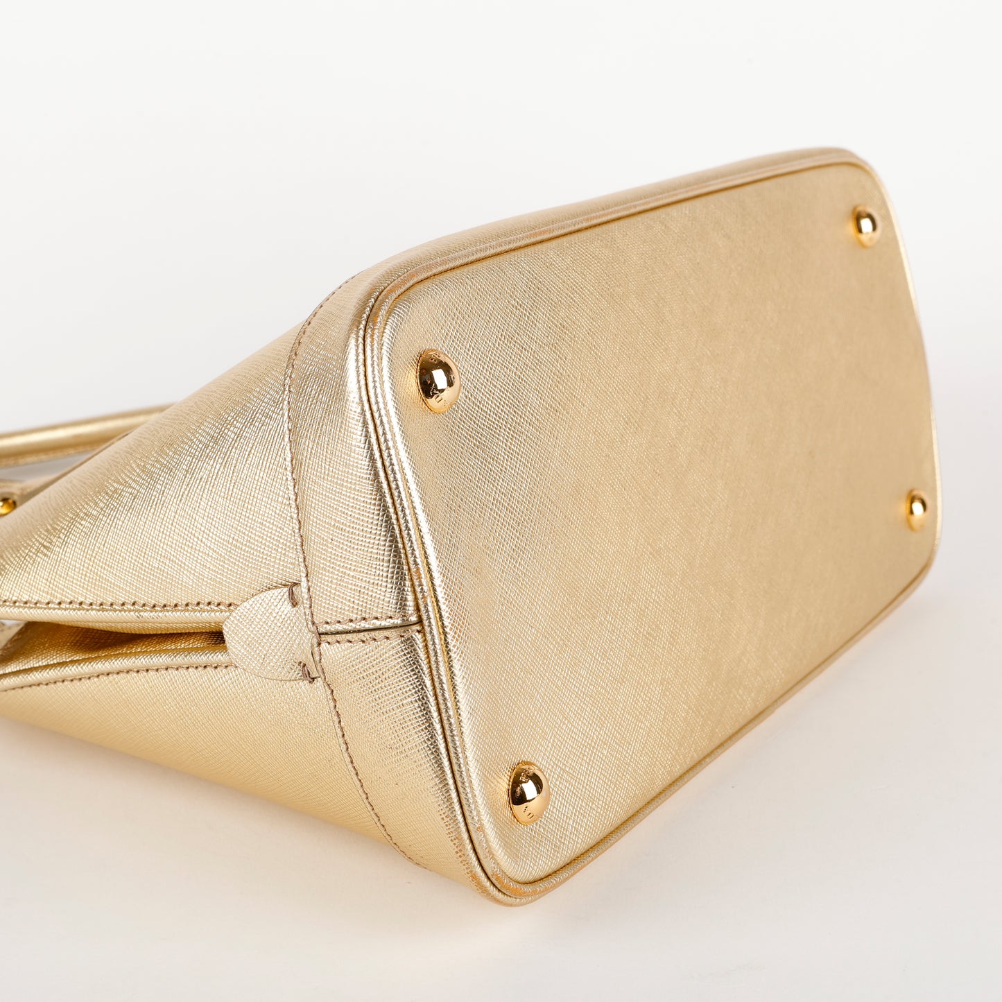 Medium Promenade Bowler, Gold Saffiano