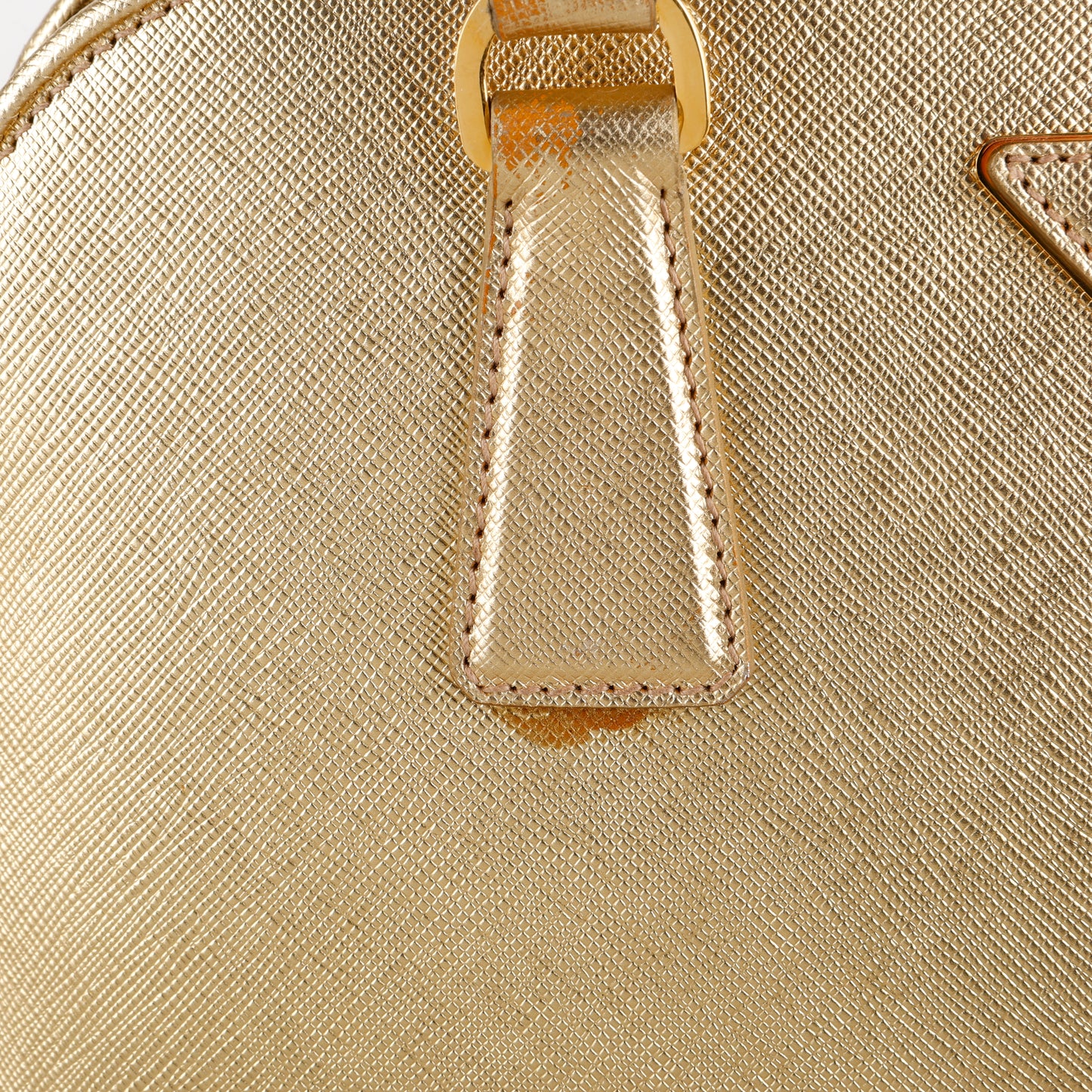 Medium Promenade Bowler, Gold Saffiano