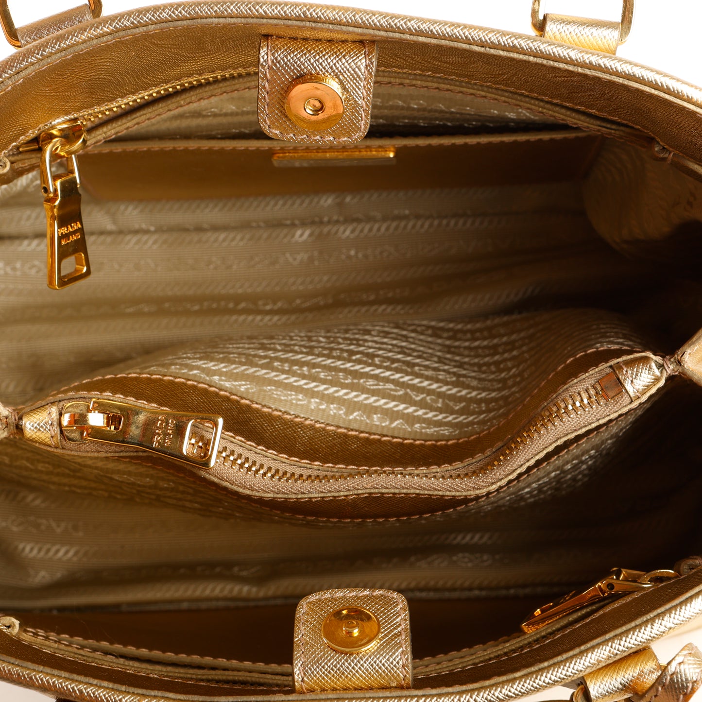 Medium Promenade Bowler, Gold Saffiano