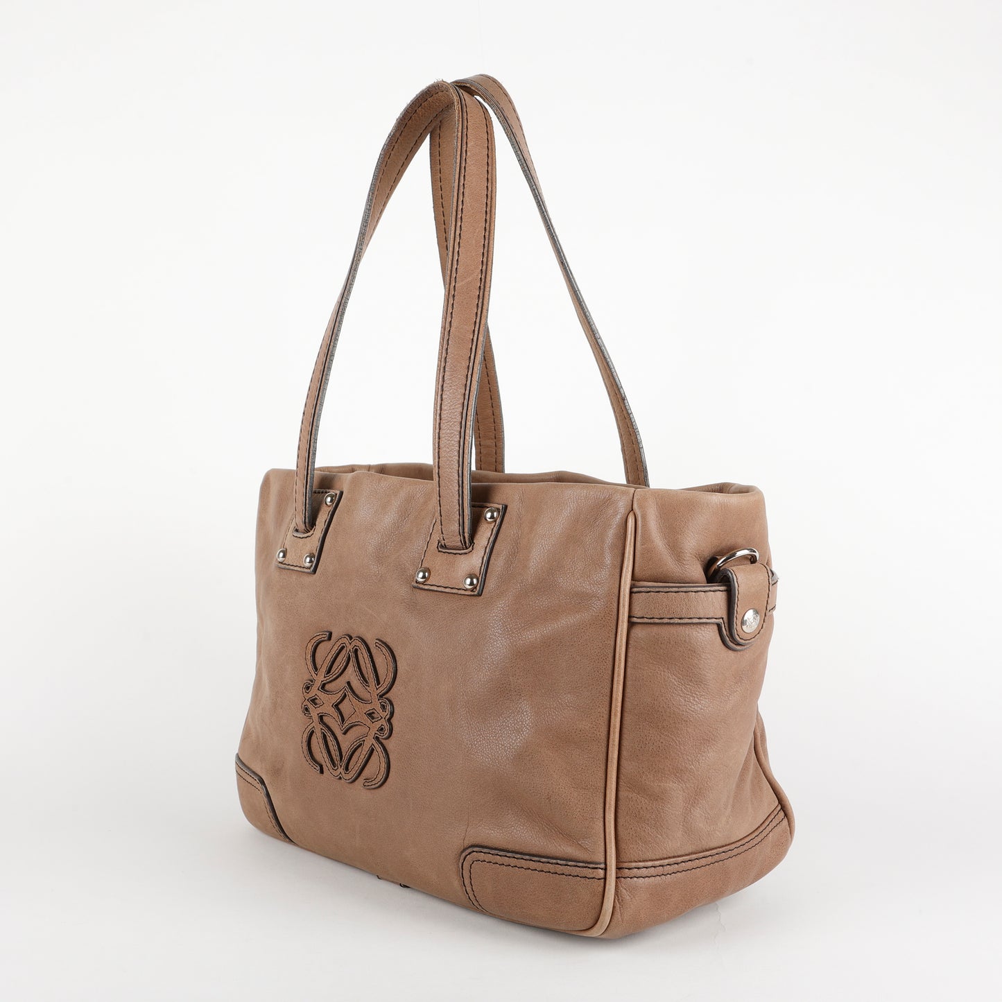 Anagram Leather Tote, Brown