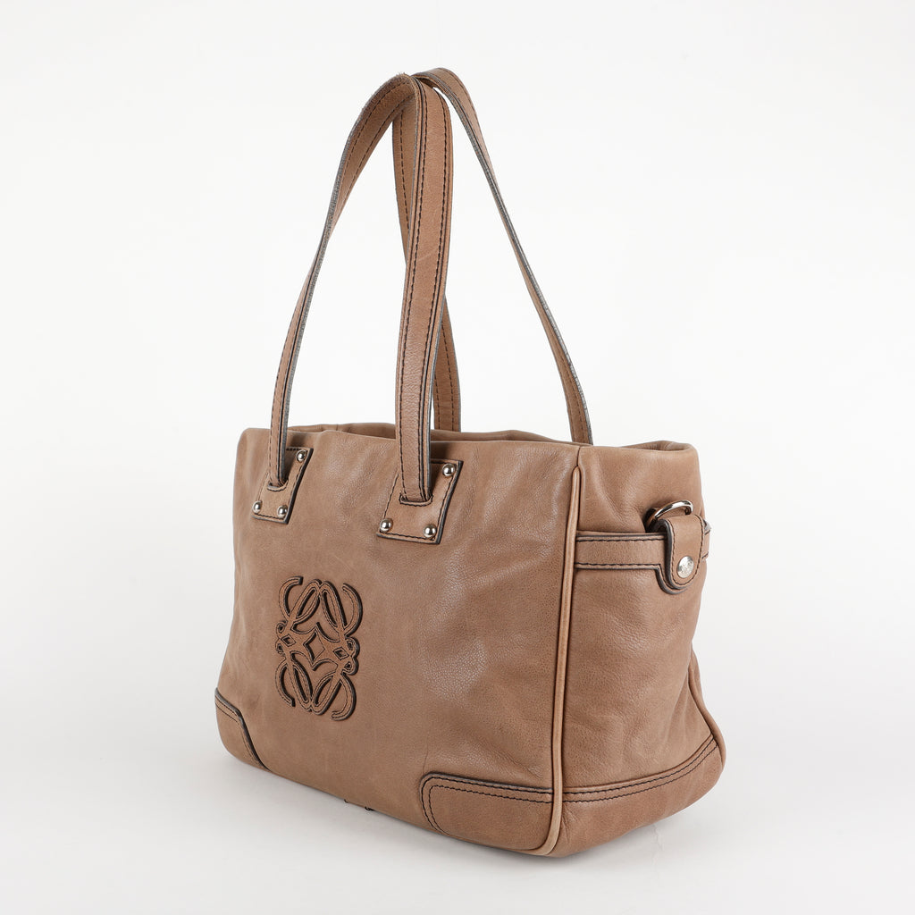 Anagram Leather Tote, Brown