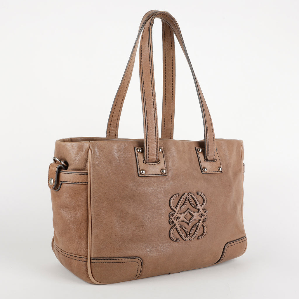 Anagram Leather Tote, Brown