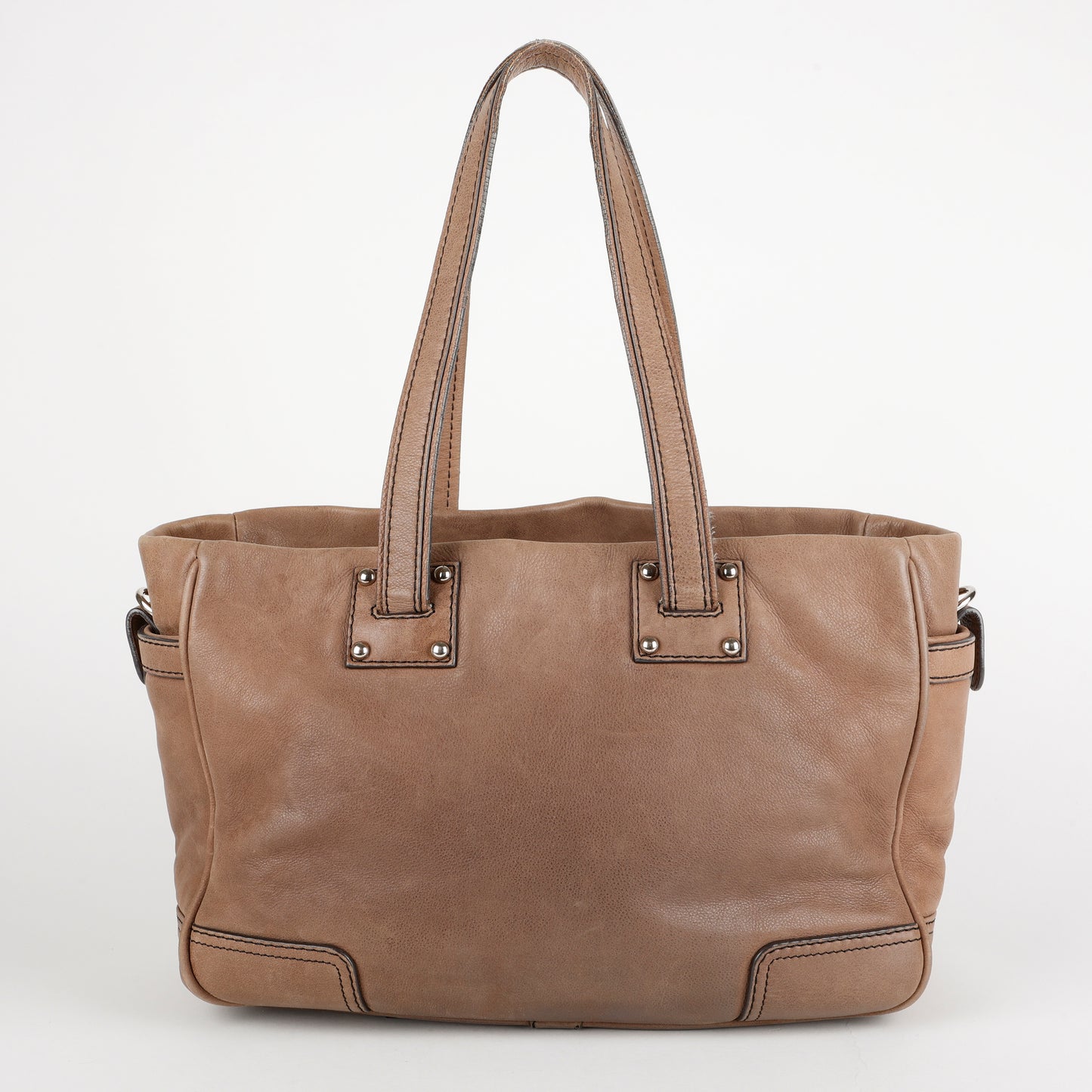 Anagram Leather Tote, Brown