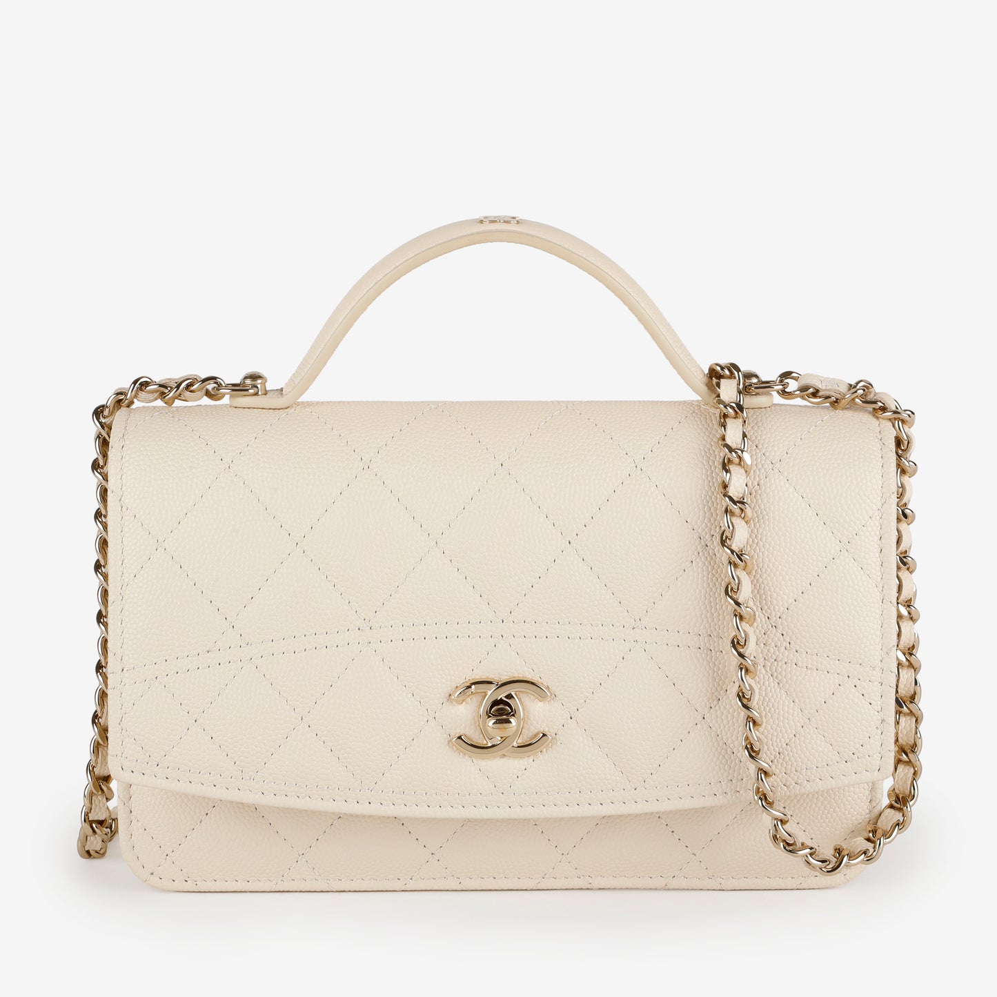 Top Handle Wallet on Chain, Cream Caviar