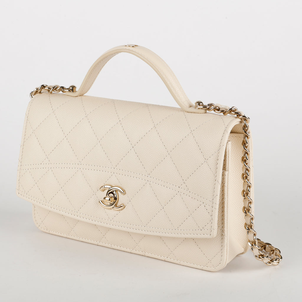 Top Handle Wallet on Chain, Cream Caviar