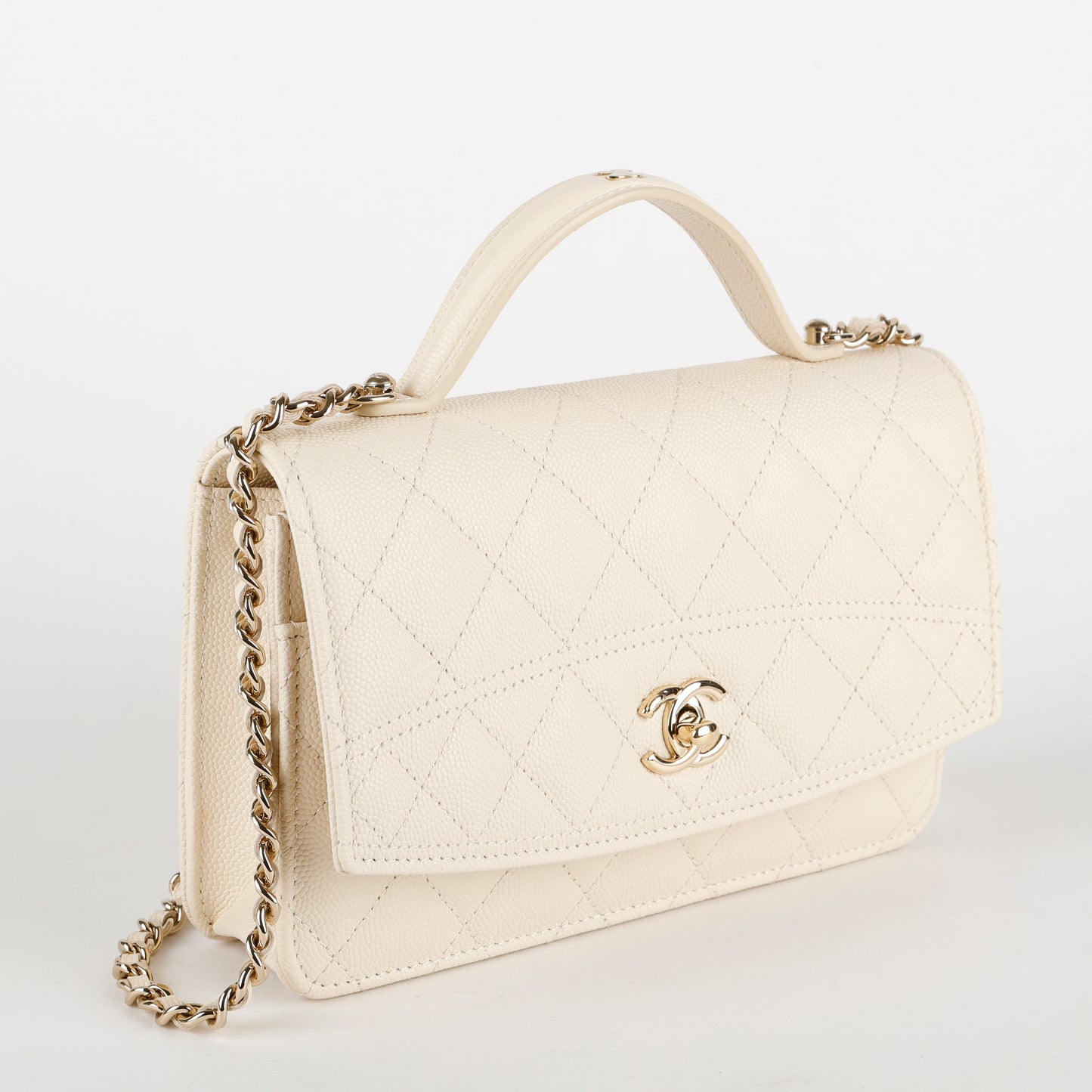 Top Handle Wallet on Chain, Cream Caviar