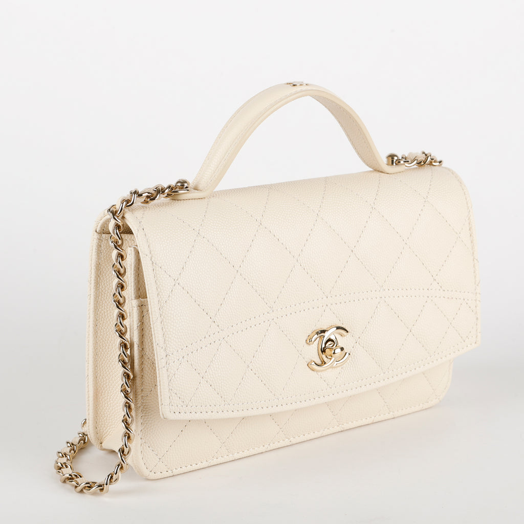 Top Handle Wallet on Chain, Cream Caviar