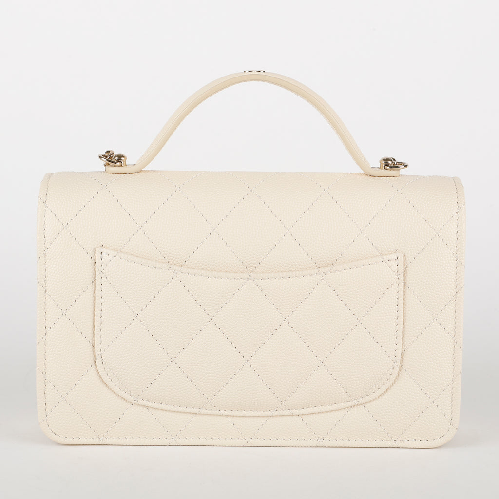 Top Handle Wallet on Chain, Cream Caviar