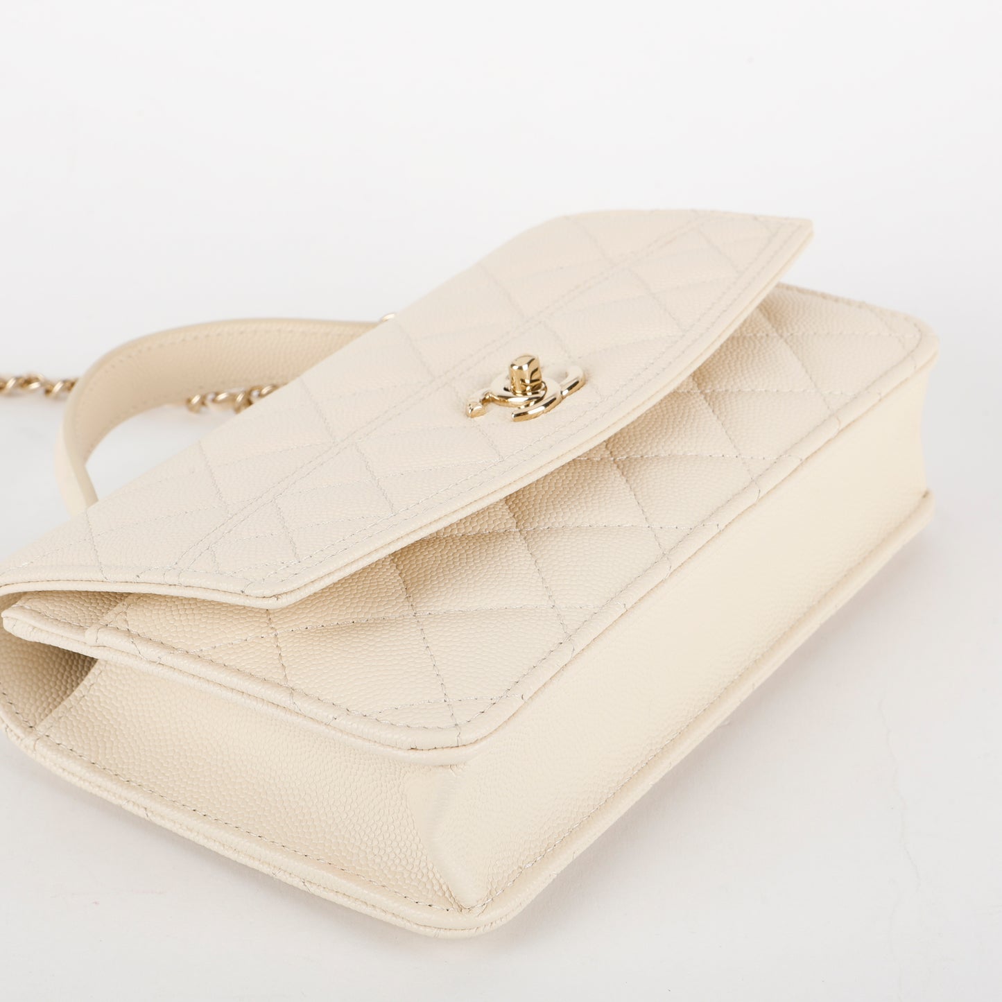 Top Handle Wallet on Chain, Cream Caviar