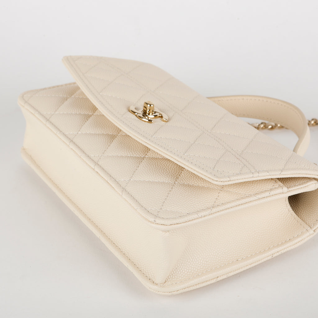 Top Handle Wallet on Chain, Cream Caviar