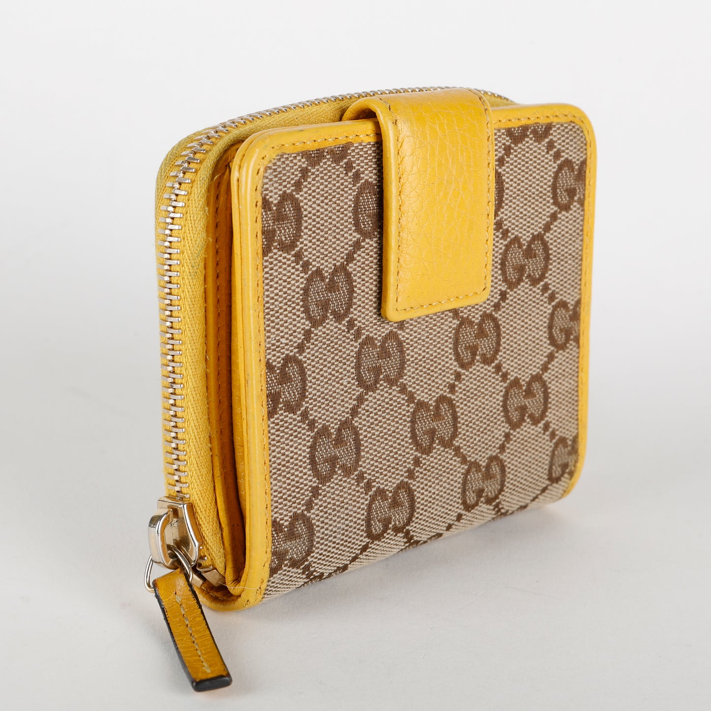 GG French Zip Compact Wallet, Canvas/Yellow