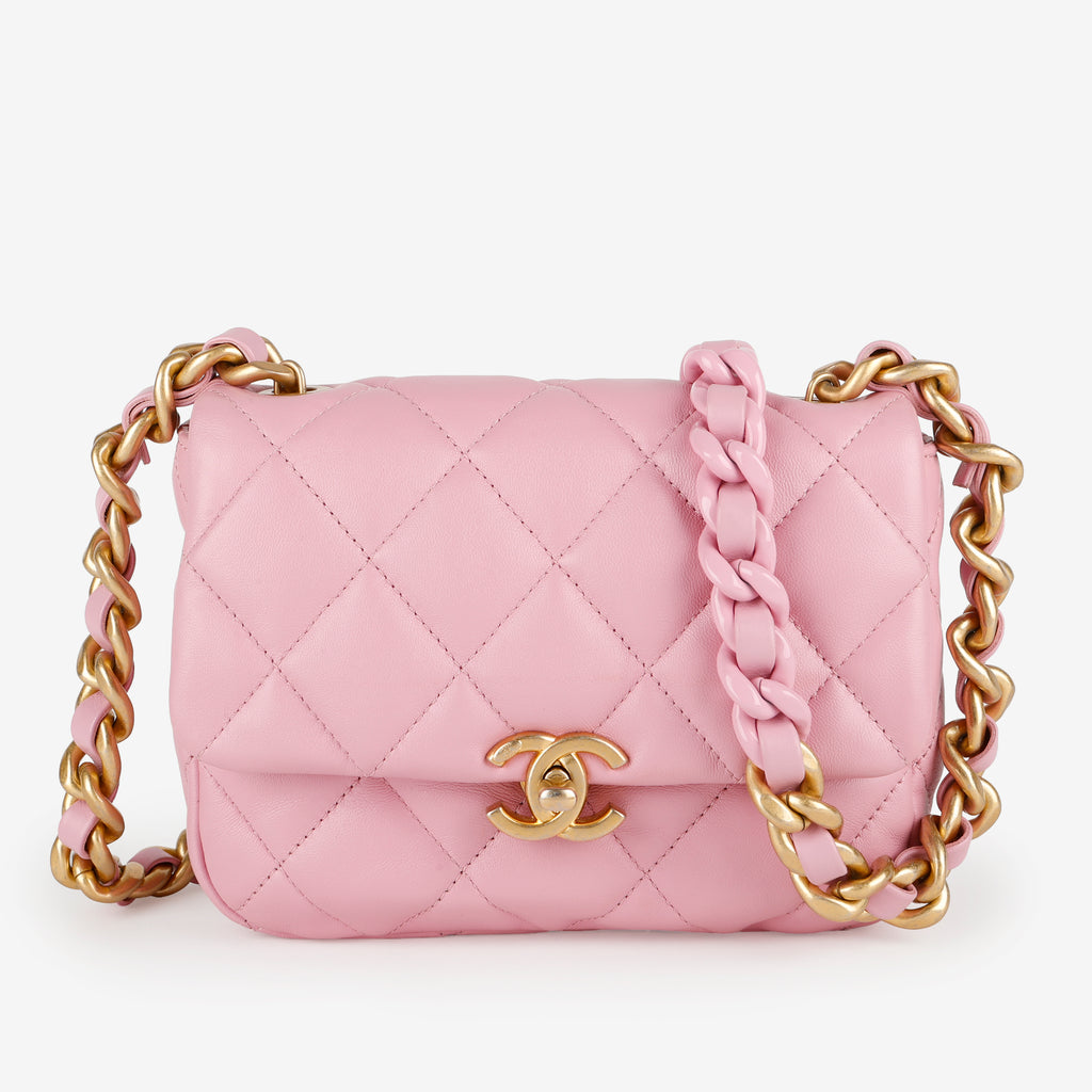 Mini Seasonal Flap, Mauve Pink Lambskin