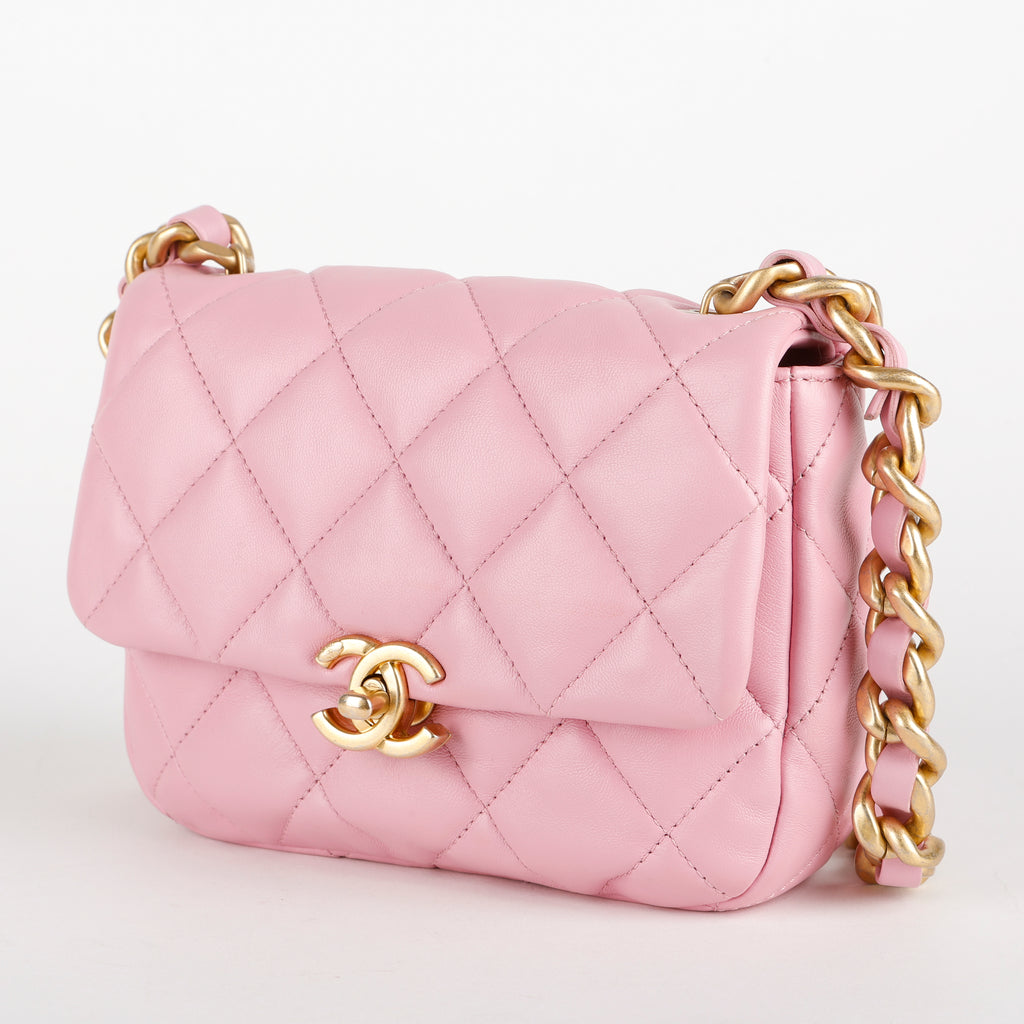 Mini Seasonal Flap, Mauve Pink Lambskin