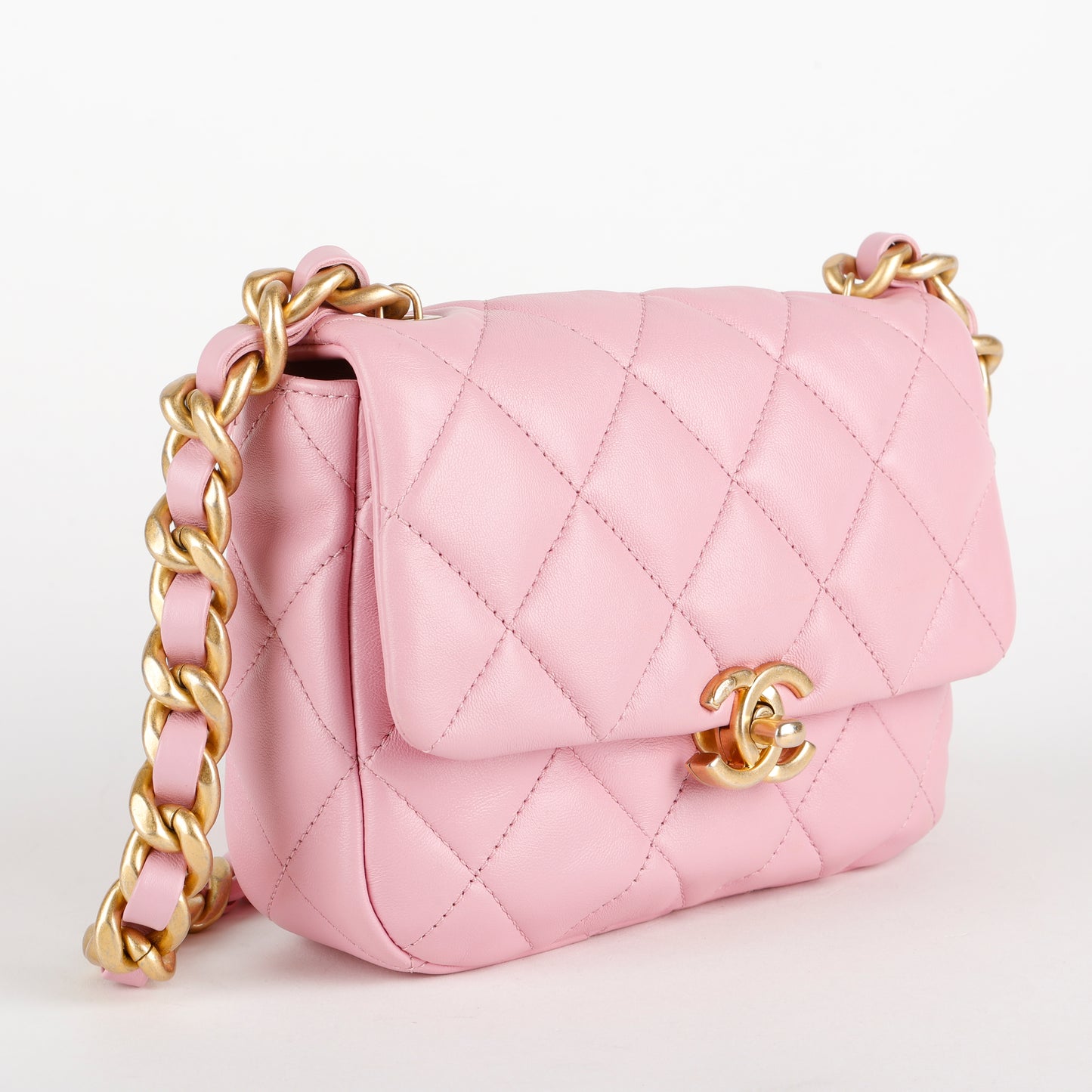 Mini Seasonal Flap, Mauve Pink Lambskin