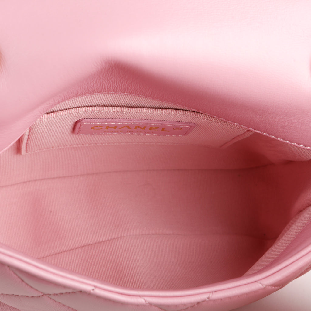 Mini Seasonal Flap, Mauve Pink Lambskin