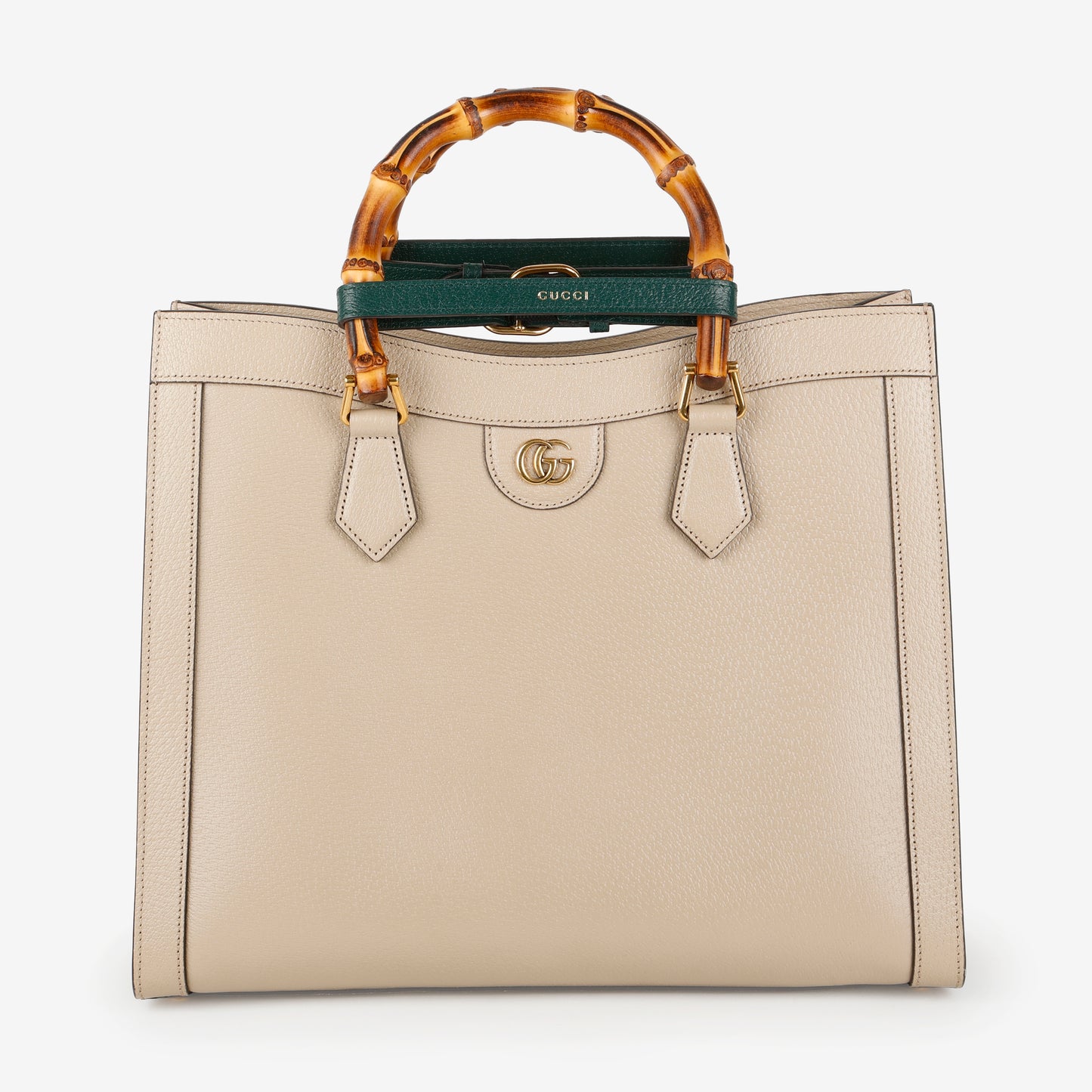 Large Diana Bamboo Top Handle, Beige