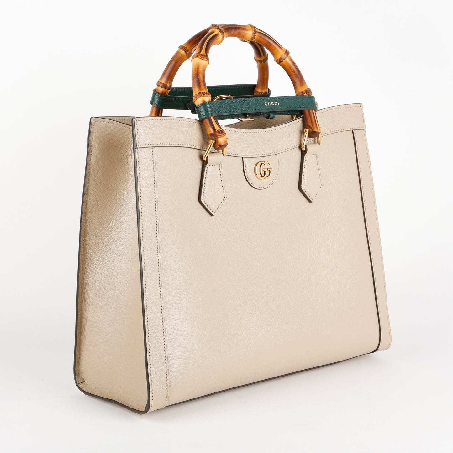 Large Diana Bamboo Top Handle, Beige