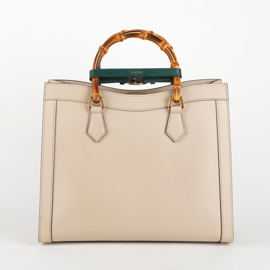 Large Diana Bamboo Top Handle, Beige