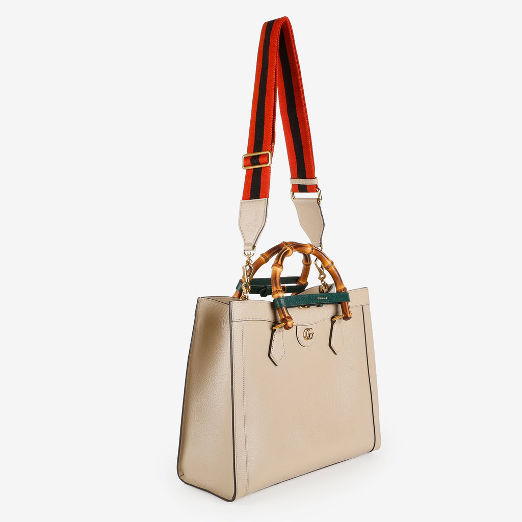 Large Diana Bamboo Top Handle, Beige