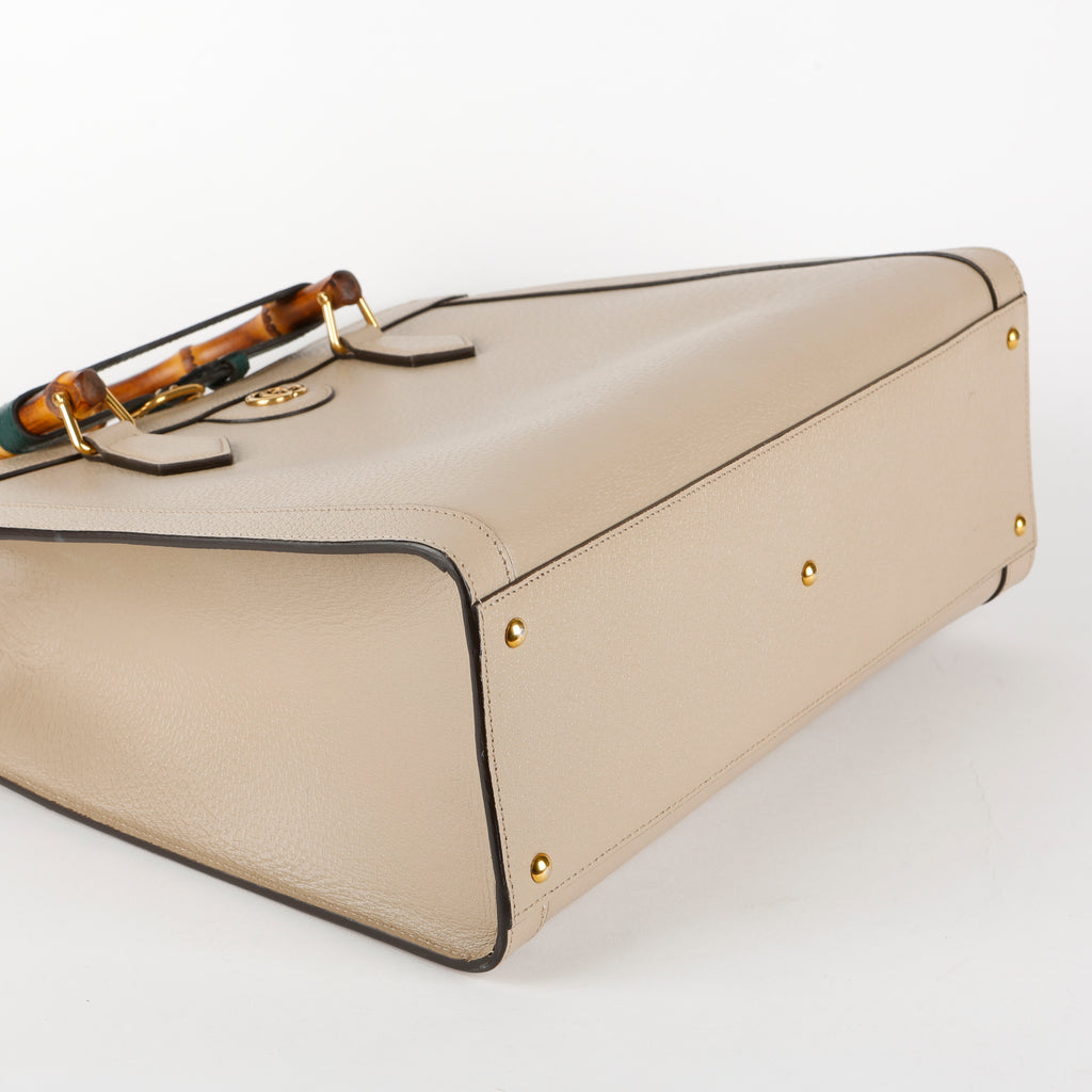 Large Diana Bamboo Top Handle, Beige
