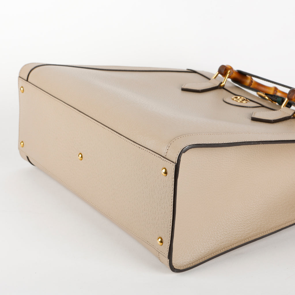 Large Diana Bamboo Top Handle, Beige