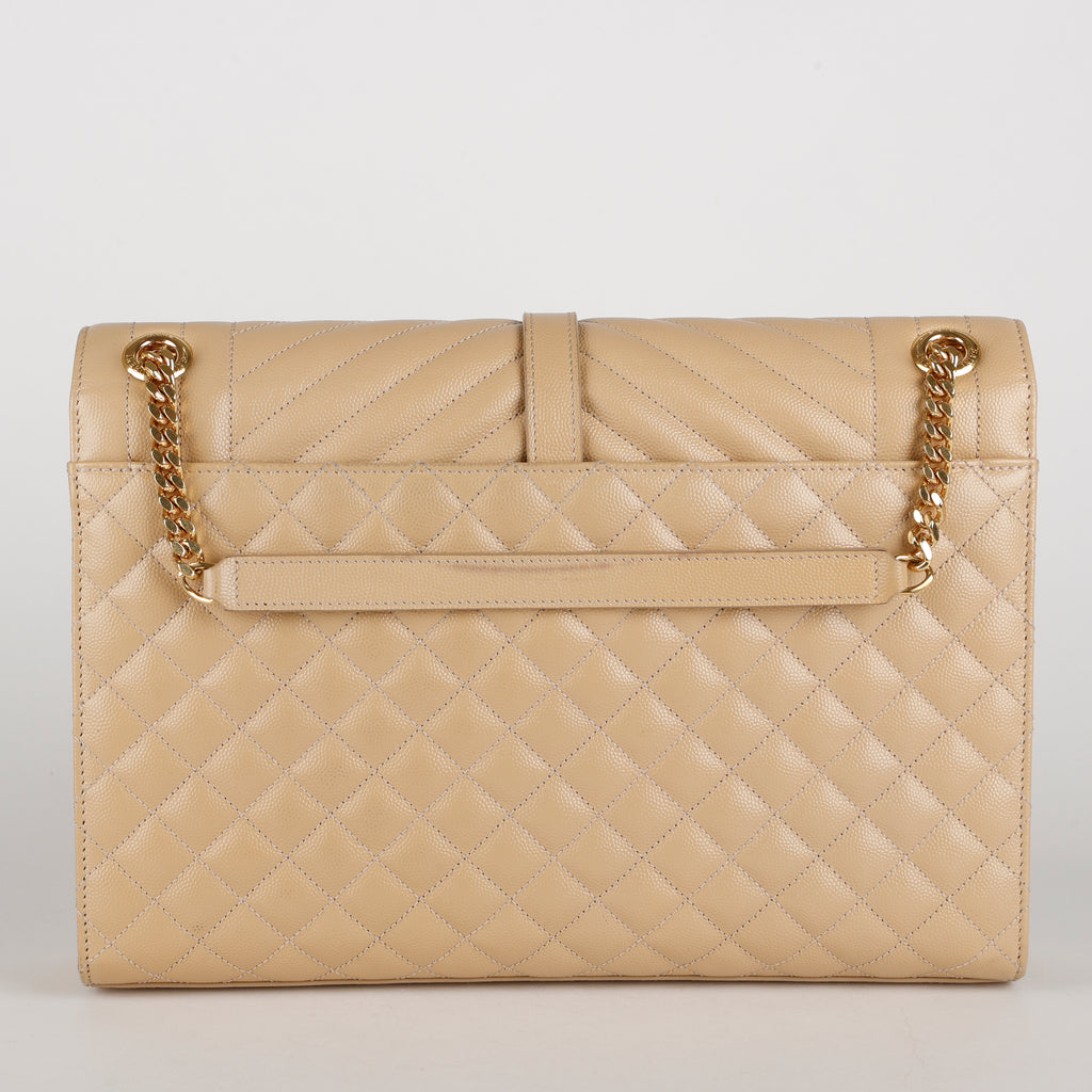 Large Envelope Satchel, Beige Grain de Poudre