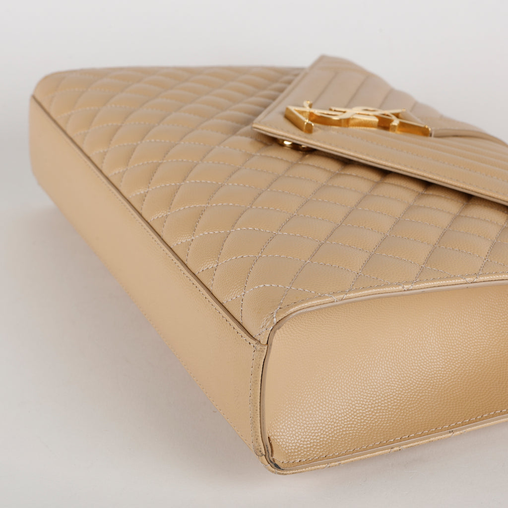 Large Envelope Satchel, Beige Grain de Poudre