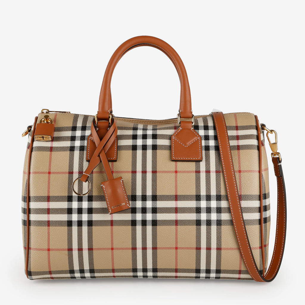 Medium Check Bowling Bag, Coated Canvas/Brown