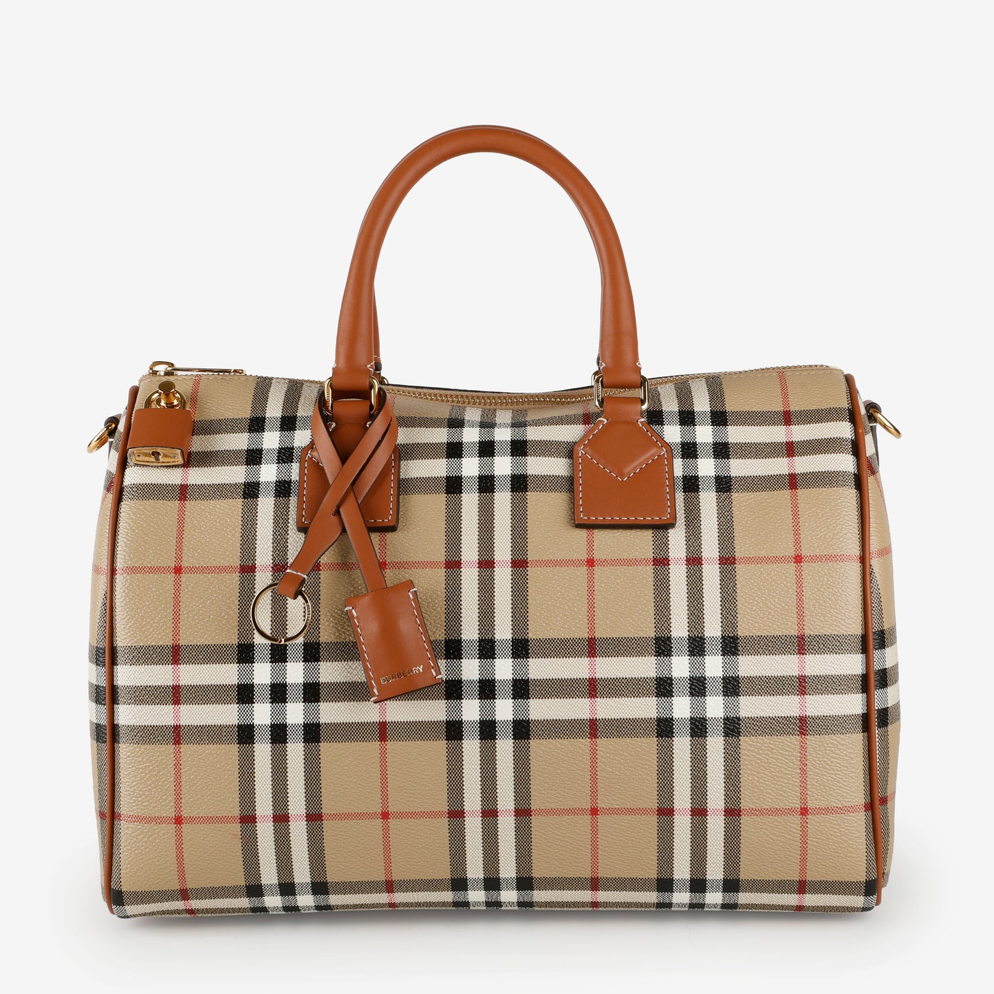 Medium Check Bowling Bag, Coated Canvas/Brown