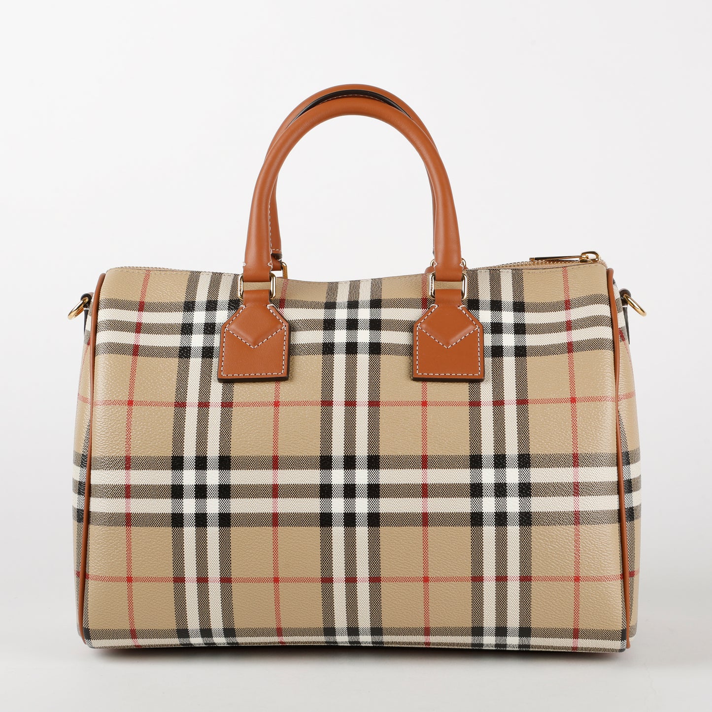 Medium Check Bowling Bag, Coated Canvas/Brown