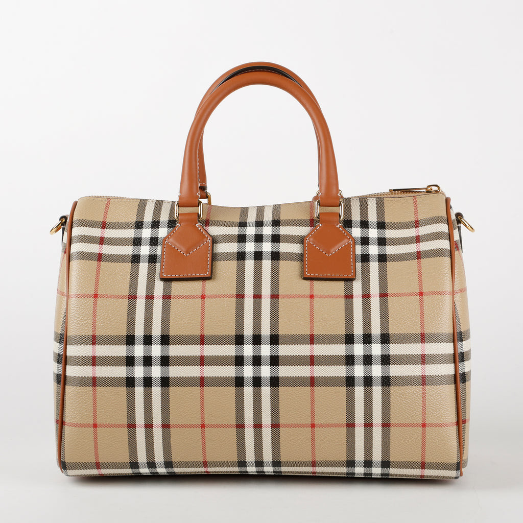 Medium Check Bowling Bag, Coated Canvas/Brown