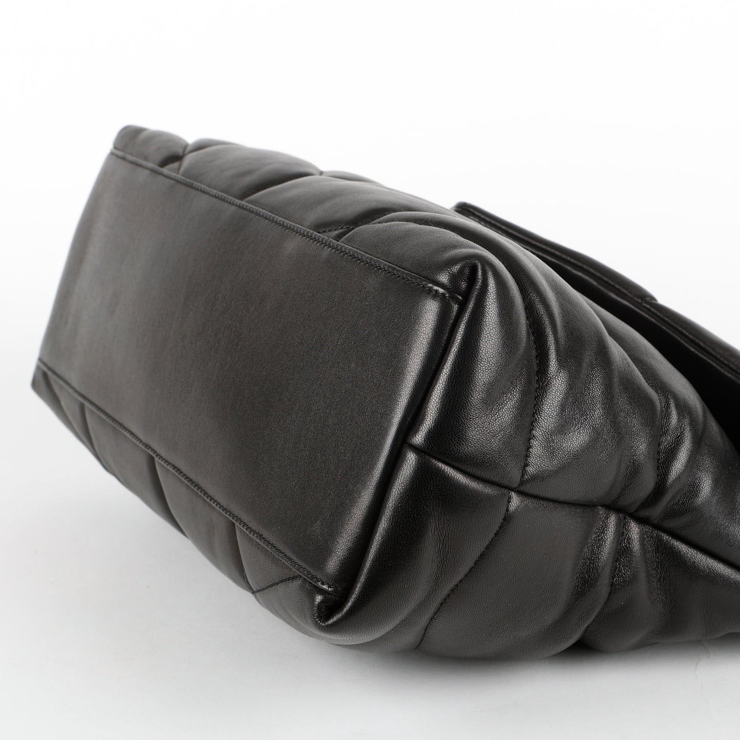 Medium Lou Puffer, Black with Silver Hardware
