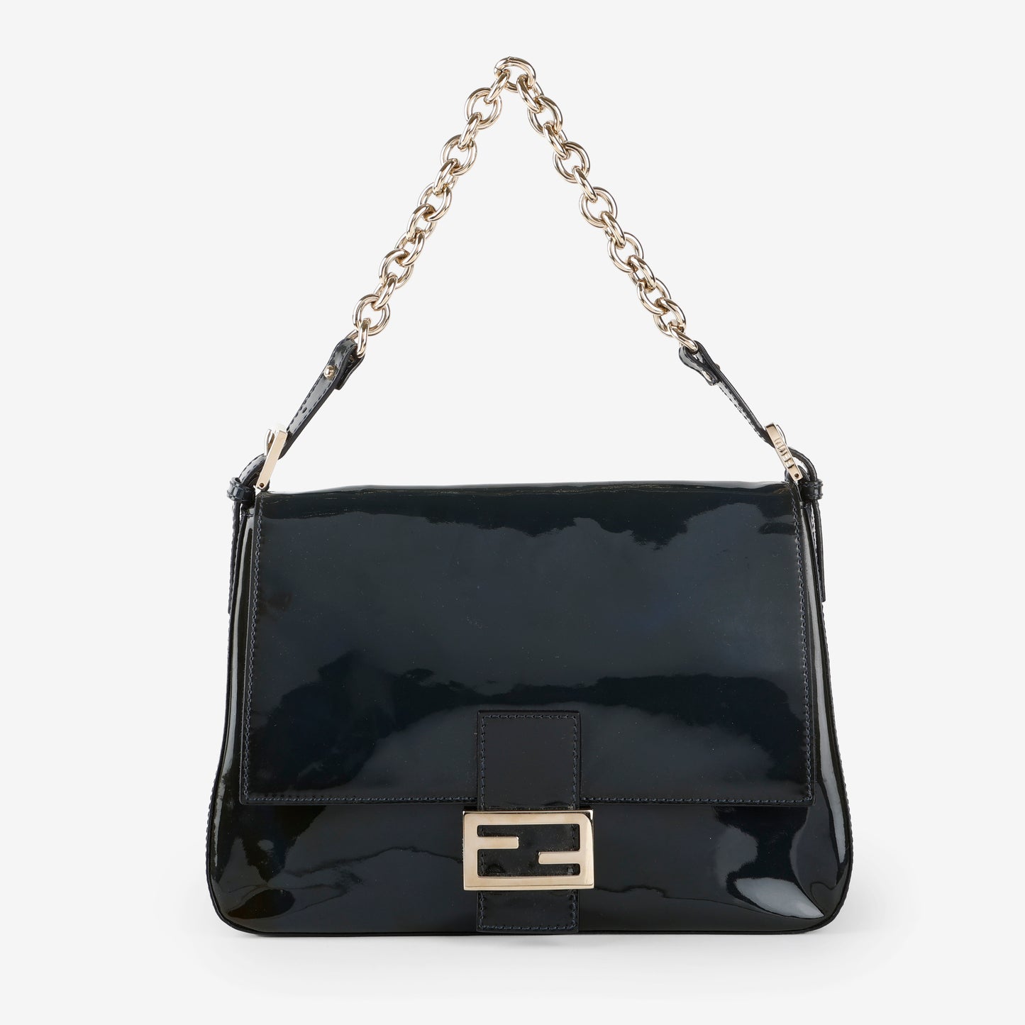 Large Mama Baguette, Navy Patent Leather