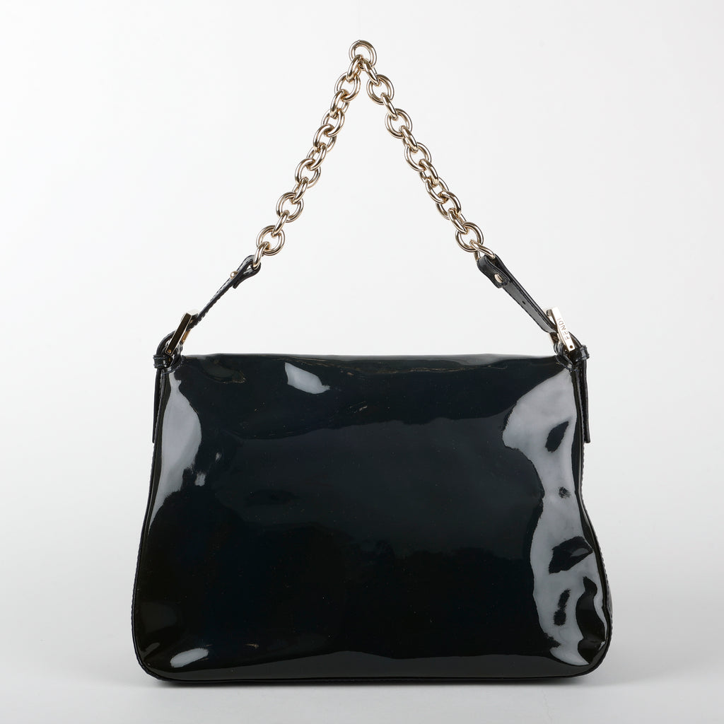 Large Mama Baguette, Navy Patent Leather