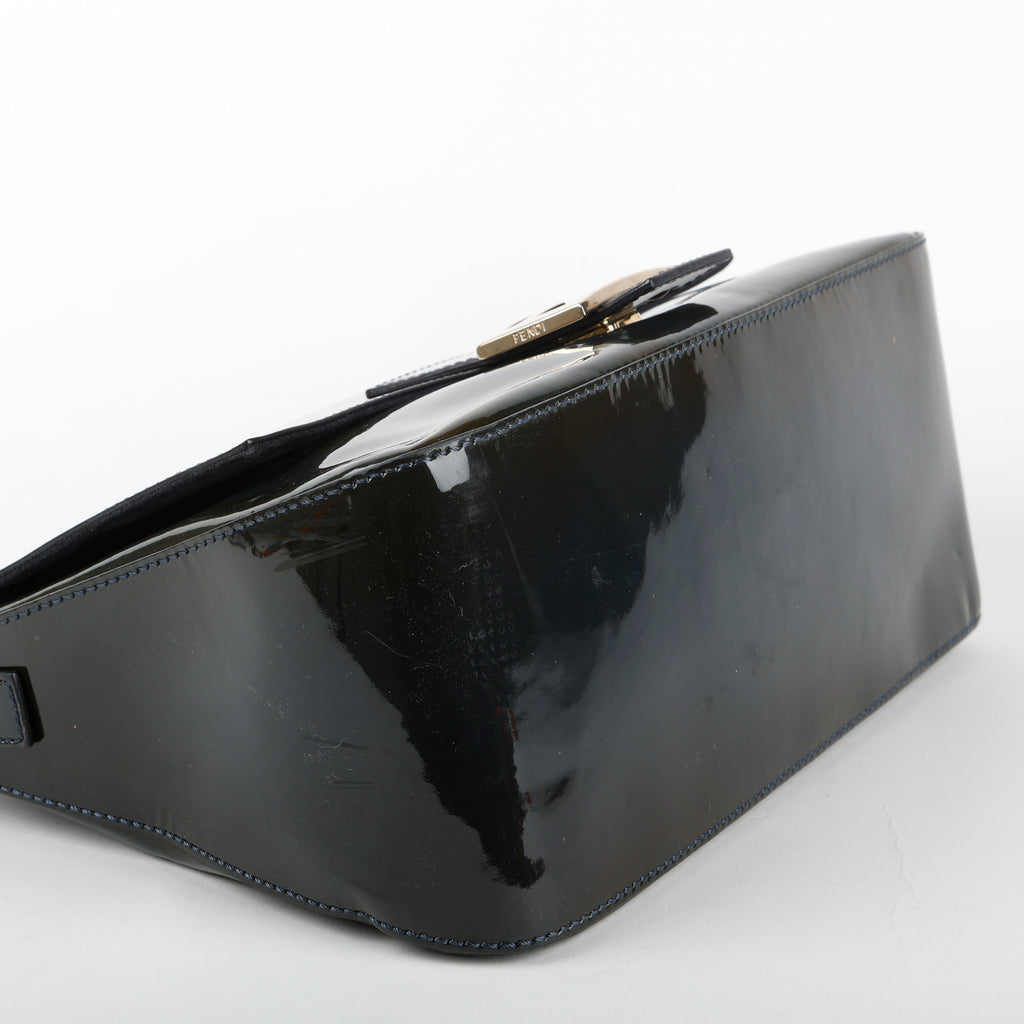 Large Mama Baguette, Navy Patent Leather