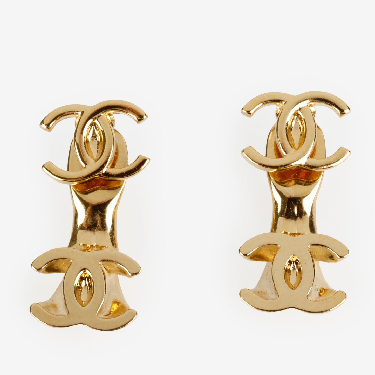 2 Way Gold CC Stud Earrings