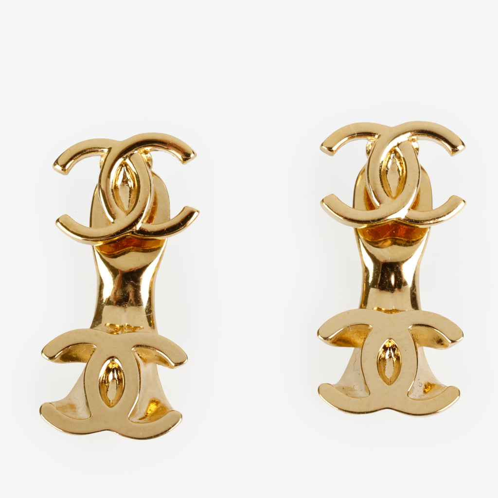 2 Way Gold CC Stud Earrings