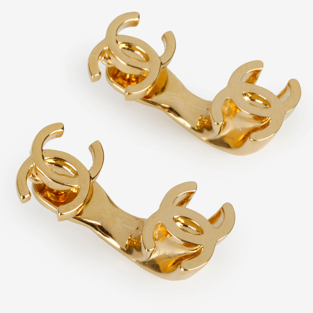 2 Way Gold CC Stud Earrings
