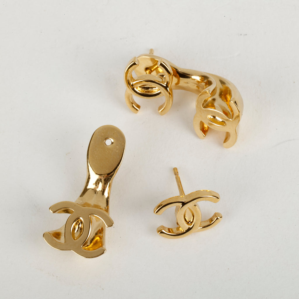 2 Way Gold CC Stud Earrings