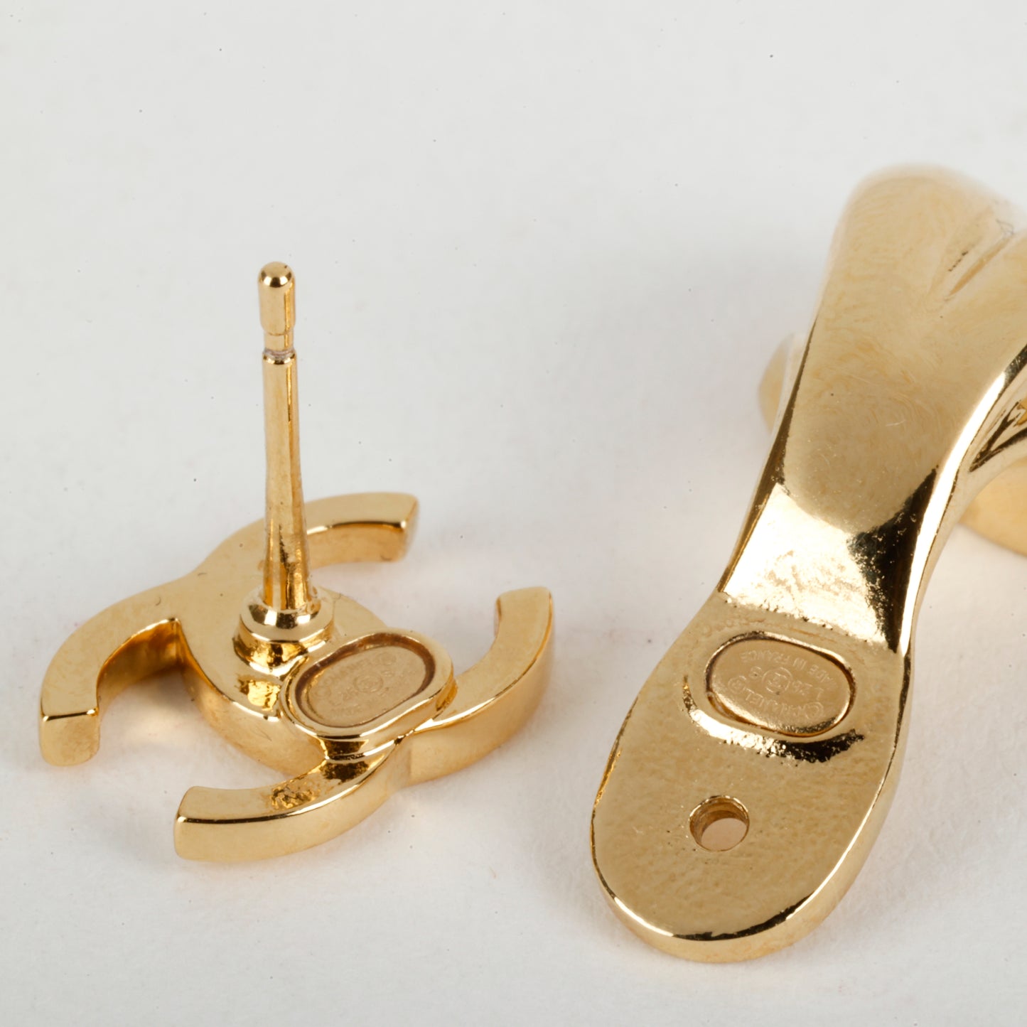 2 Way Gold CC Stud Earrings