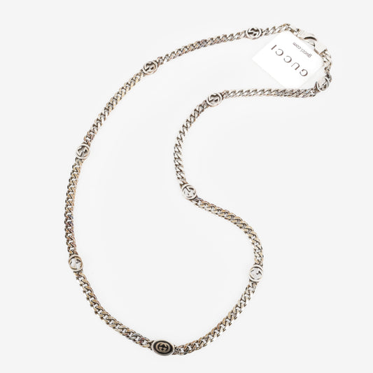 Interlocking G Sterling Silver Necklace 24"