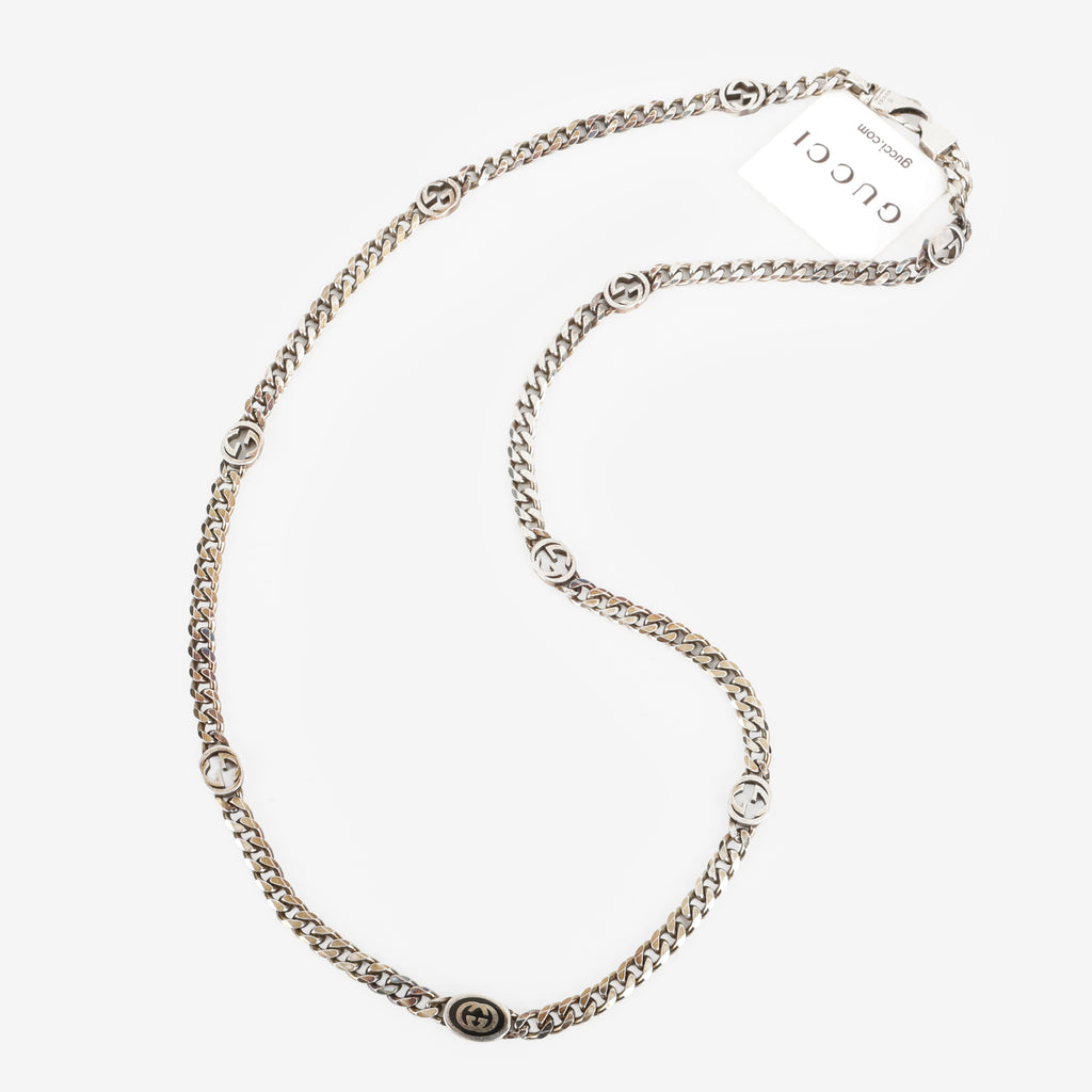 Interlocking G Sterling Silver Necklace 24"
