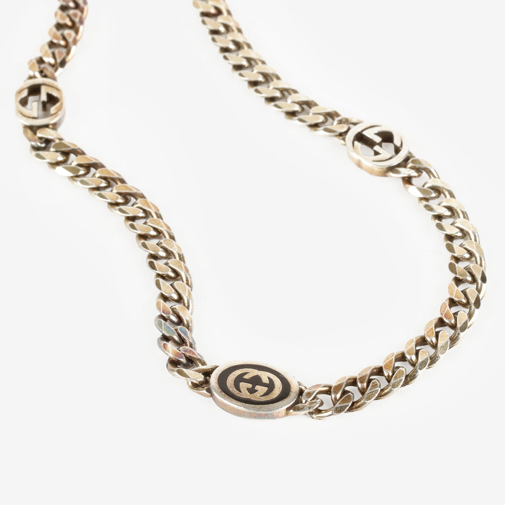 Interlocking G Sterling Silver Necklace 24"
