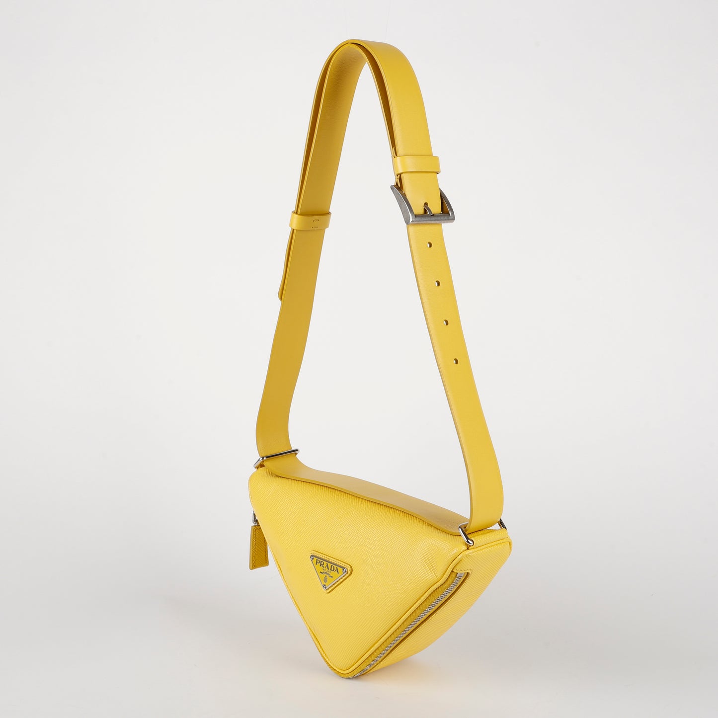 Triangle Shoulder Belt Bag, Sunny Yellow Saffiano