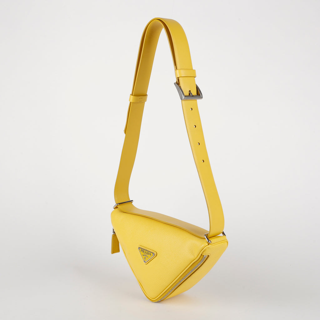 Triangle Shoulder Belt Bag, Sunny Yellow Saffiano