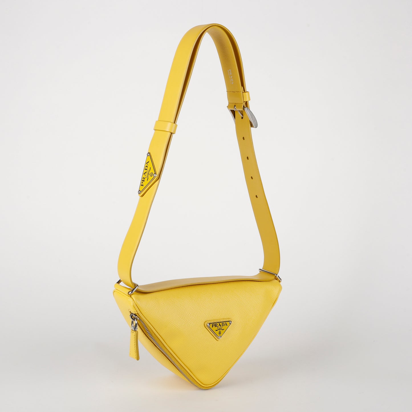 Triangle Shoulder Belt Bag, Sunny Yellow Saffiano